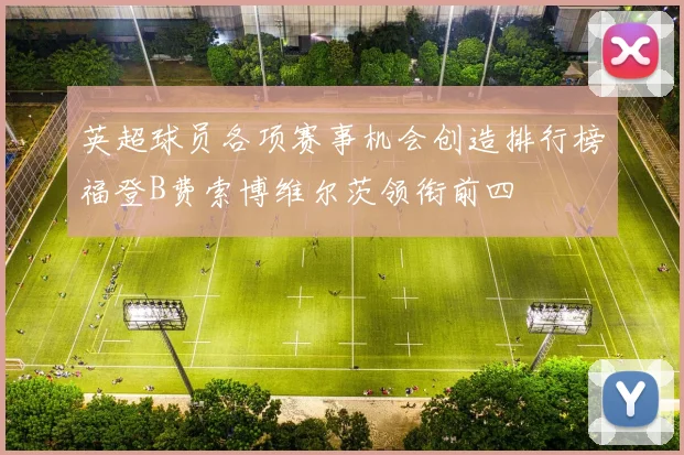 英超球员各项赛事机会创造排行榜福登B费索博维尔茨领衔前四